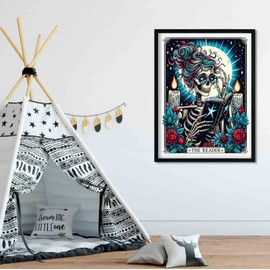 Skull Stamped Cross Stitch Kits for Adults - Female Reader Embroidery Kits for Beginners Adults,11 CT Patterns Dimensions Counted Cross Stitch Kits for Adults Arts Craft 12x16 inch