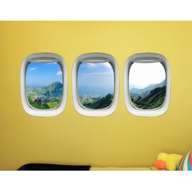 VWAQ - Tropical Window Clings Decals - Nature Vinyl Wall Art Mural Decor, Airplane Window Sticker -PPW43