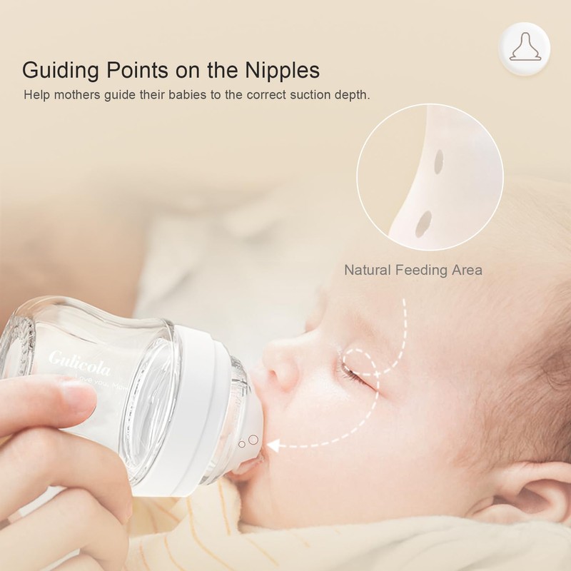 Gulicola Natural Glass Baby Bottle Newborn Set, 3 oz and