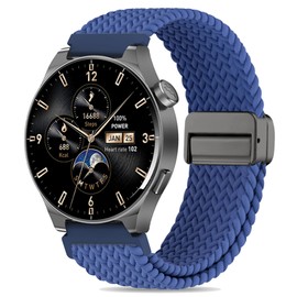 Koazon Braided Stretchy Nylon Magnetic Clasp Watch Band Compatible with Tozo S5/S6/S3 Smartwatch,Sport Loop Soft Elastic Adjustable Quick Release Strap for CMF Watch Pro/Pro 2 Women Men