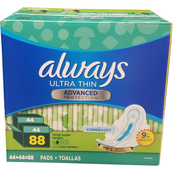 Always Ultra Thin Advanced Long Pads (Net Wt 88Count),, ()