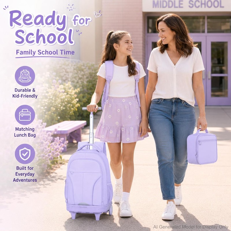 gxtvo Large Wheels & Quiet Glide | Rolling School Backpack