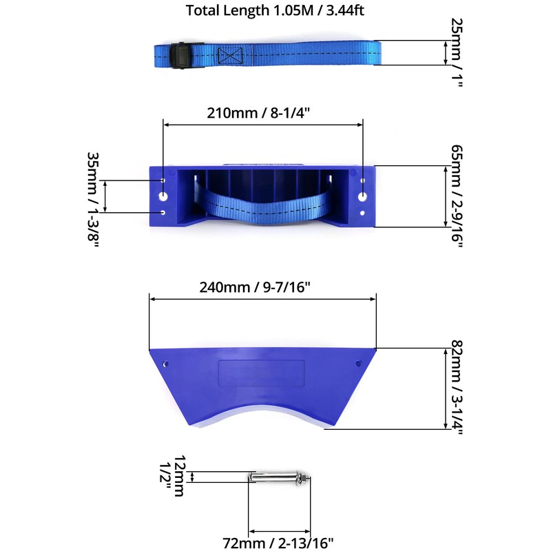 Qwork Cylinder Wall Mount Bracket, 4 Pack 4''-12'' Cylinder Bracket