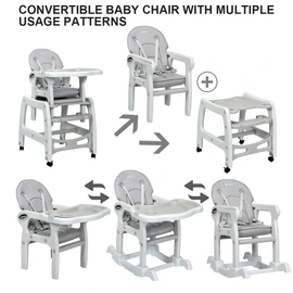 INFANS 3 in 1 Baby High Chair, Convertible Toddler Table Chair Set, Rocking Chair, Multi-Function Seat with Lockable Universal Wheels, Adjustable Seat Back, Removable Trays (Grey)