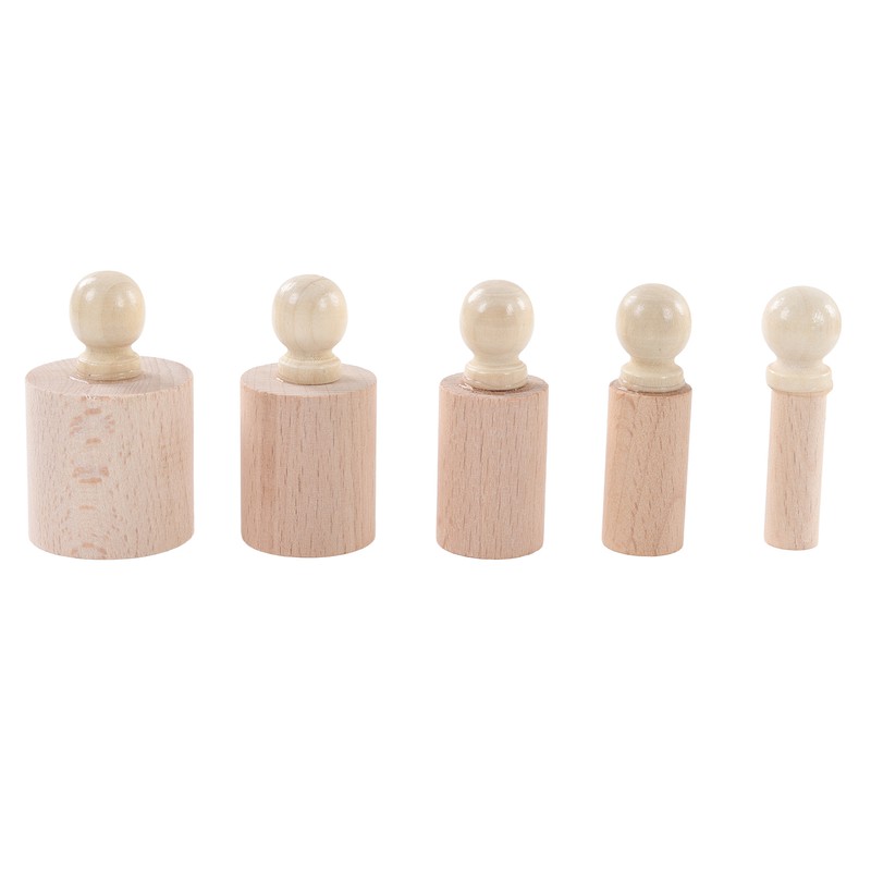 Cylinder Socket Toy Beech Wood Educational Knobbed Cylinders Blocks for