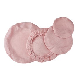 INYOWAKI 100% Pure Linen Bowl Covers For Bread Proofing, 4 Pcs Elastic Reusable Solid Color Cloth Fabric Bowl Covers,XL Organic Washable Large Stretch Sourdough Lids 6 * 8 * 10 * 12 Inches, Pink