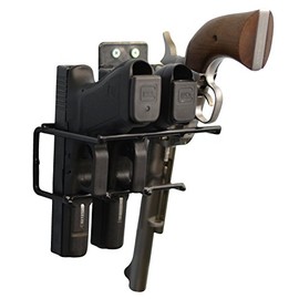 BOOMSTICK Pistol Wall Mount Rack – Heavy-Duty Vinyl-Coated Handgun Hanger for Gun Safe & Wall – Secure Storage for 3 Pistols – Black