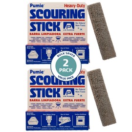 PUMIE Scouring Stick, Heavy Duty Extra Strong Pumice Cleaning Bar, Pumice Stone for Cleaning Tough Toilet Rings, Bathroom & Kitchen Stains - Scouring Stick on Toilet Bowls, Pool, Tiles (2 Pack)