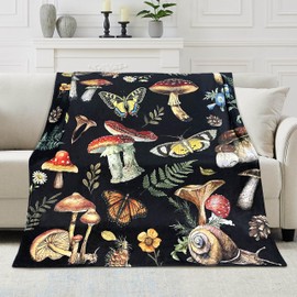 Mushroom Blanket for Boys Kids Teens Adult Sofa Bed Plush Blanket, Soft Cozy Flannel Blanket Mushroom Room Decor Gifts for Girls 40x50 Inches