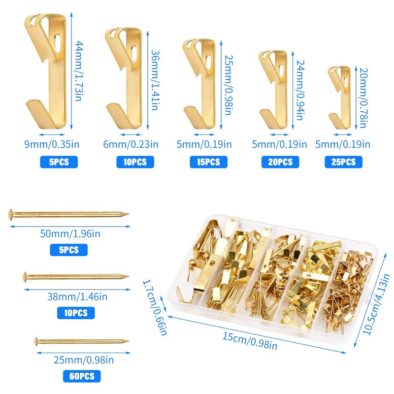 150 Pcs Wall Hanging Hooks Gypsum Board Hooks with Nails