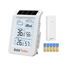 BaldrTherm Outdoor Indoor Thermometer Wireless Weather Station, Dual-Zone Childroom Temp Humidity Monitor, Auto Smart Backlight,Temp/Humidity/Barometr