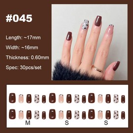 【NEW ARRIVALS!】 Press on Nails French Tip Bling Coffin Short Almond Fake Nails with Designs Glue on Nails Long Glossy Gradient Medium False Nails Reusable Full Cover Thick Nail Acrylic Stick on Nails for Women Girls 24 Pcs:_045