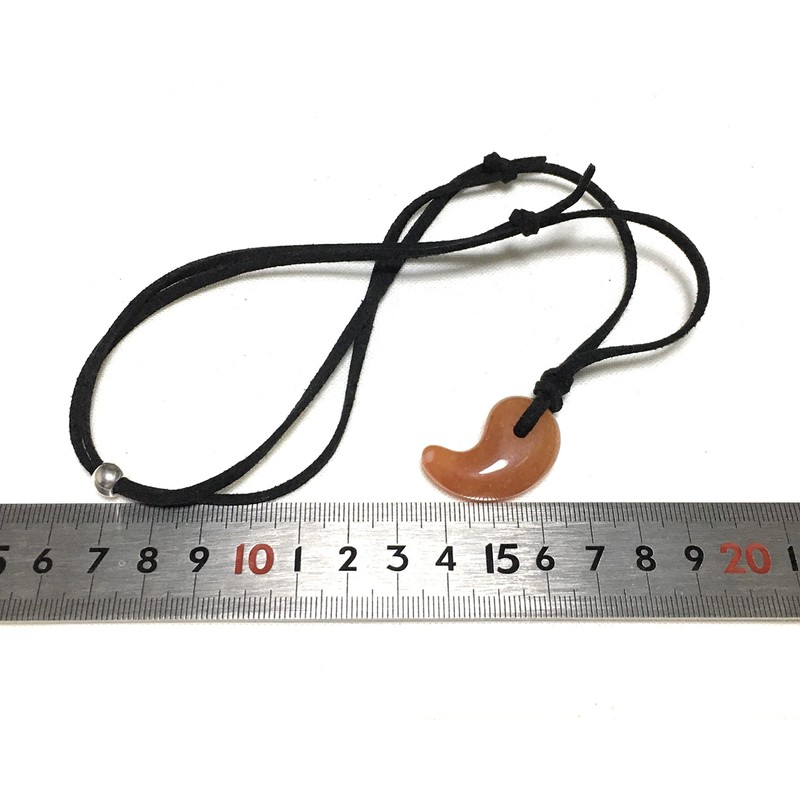 Natural Stone Magatama Necklace Peach Aventurine (1 Piece)