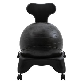 Champion Sports Exercise Ball Chair: FitPro Balance Ball Chair with Wheels and Back Support for Home or Office Use - Includes Hand Pump - Black