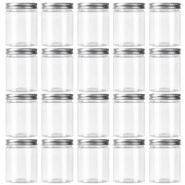 AKOLAFE 20 Pack 250ML Plastic Jars with Lids 8oz Kitchen Storage Jars Clear Plastic Jars Leak Proof Plastic Storage Jars Slime Containers for Kitchen, Spice, Cosmetic, DIY Crafts