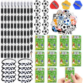 93 Stück Fußball Party Mitgebsel Kinder, Fussball Mitgebsel Kindergeburtstag für Jungs Mädhen mit Bleistifte Radiergummi Armband Mini Flipperspiel Bleistiftspitzer Aufkleber