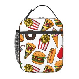 Yilad Cheeseburgers Hot Dogs Pizza Lunch Box Insulated Reusable Lunch Bag Cooler Bag For Women Men Work Picnic Hiking