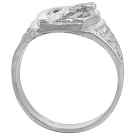 Sterling Silver Horseshoe Ring for Men Horse Head Diamond Cut Finish 5/8 inch Wide Size 11