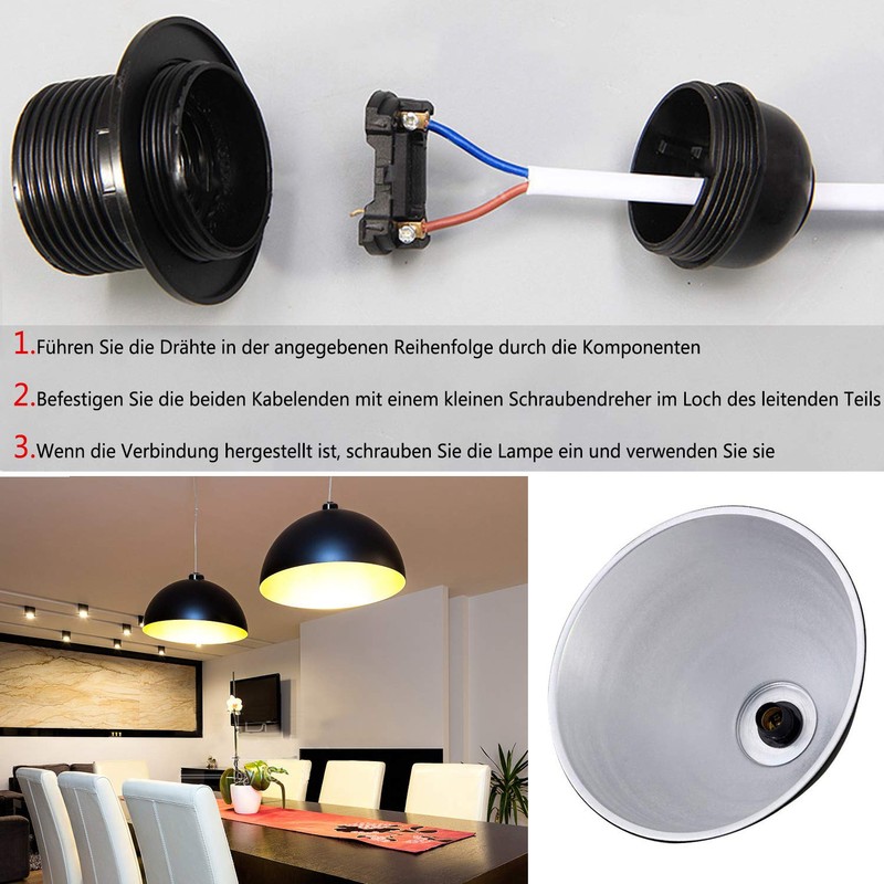 TANCUDER 4 x E27 socket lights, 250 V, 4 A,