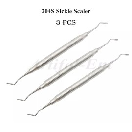 Artifol-Ent Dental Sickle Scaler 204S Double End 17.5cm Stainless Steel Hygienist Tool 3 Pcs