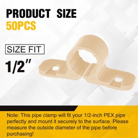50 Pack 1/2 Inch Pipe Clamps Pex Clamp Bulk Pipe Supports Suspension Clamp Tool for Pex, Copper, Cpvc Pipe (Standard Style)