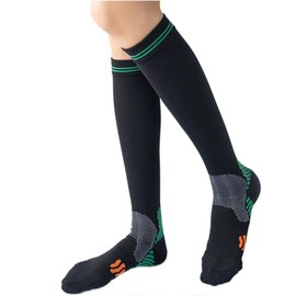 Dress Cici Stripes Graduated Compression Socks for Men, Dots Knee High Medium Compression Sock for Athletic Running (3 Pairs: Black)