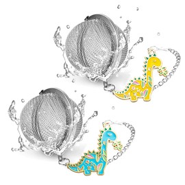PUSCOBSY Dinosaur Tea Infuser Set - Elevate Your Tea Experience with Charming Dinosaur Charm Pendants and Superior Loose Leaf Tea Strainers, Cute Tea Extraction Filter Best Friend Gift (2 PCS)
