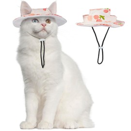 T'CHAQUE Cat Hats for Cats Only, Pet Hat with Ear Hole, Kitten Mini Sombrero Hats, Outdoor Sun Protection Pet Caps, Cat Birthday Hats, Kitten Hat Chihuahua Cap Cat Outfits Party Decorations, Pink, M