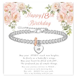 GEMAURA 18th Birthday Gifts for Girls,Adjustable Silver Bracelet for Teenage Girls 18th Birthday Bracelet Gifts Ideas with Cards for Sister Friend Daughter Granddaughter