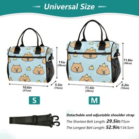 Boccsty Cute Capybara with Lemon Kids Reusable Lunch Box Boys Girls Insulated Lunch Bag Women Men Cooler Tote Bag Organizer Meal Prep for School Office Picnic M