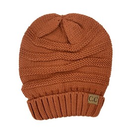Plum Feathers Oversized Baggy Slouchy Thick Warm Winter Cable Knit Beanie Hat (Rust)