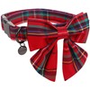 DOGWONG Christmas Dog Collar with Sailor Bow, Red Plaid Dog