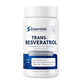 Essentials Trans-Resveratrol 99% 500 mg – 60 Cápsulas | Suplemento Antioxidante Alta Pureza | Suplemento Alimenticio para Hombre y Mujer