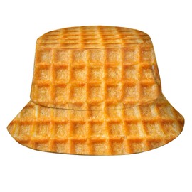 Funny Food Pattern Bucket Hat for Women Men Waffles Texture Hats Summer Outdoor Travel Hiking Caps Unisex Sun Protection Fisherman Hat