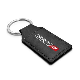 iPick Image Compatible with SRT-8 Logo Rectangular Black Leatherette Key Chain for Dodge Jeep RAM