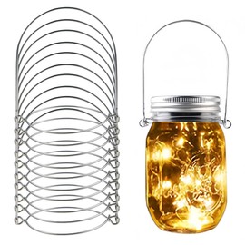 DOERDO 10Pcs Mason Jar Wire Hangers, Stainless Steel Wire Handles for Wide Mouth Mason Jar Canning Jars with 70mm Regular Mouth, Jar Hanging Hook