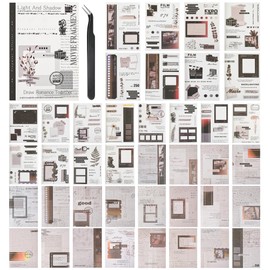 Vintage Washi Stickers Book for Journaling, 180pcs Aesthetic Film Journal Stickers and 20 Sheets Adhesive Scrapbook Papers for Junk Journal Supplies Ephemera Sticker Book for Adults DIY Art Crafts