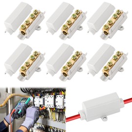 Butt Connectors, Pack of 6 Cable Connectors, Clamp Block, Brass Wire Connector, Main Cable Branch Terminal, Connection Clamps for 2.5 to 16 mm² Wire