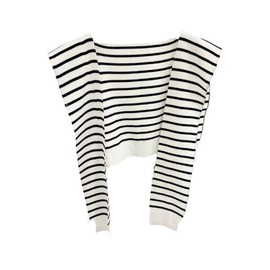 8 Concept (Half) 8 Concept Knit Striped Shawl C25C7FMF001 Black FF / 에잇컨셉(하프) 에잇컨셉 니트 스트라이프 숄 C25C7FMF001 블랙FF