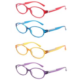 Reading Glasses for Women Blue Light Blocking Oval Computer Readers +2.5 Ladies Cheaters Glasses with Colorful Protective Cases