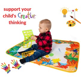 Malmatte Mit Wasserstift - Maldecke Für Kinder Abwaschbar - Wasser Doodle Matte - Wasser Malmatte Mit Magische Stifte - Malunterlage Für Kinder Abwaschbar Groß - Magic Pad Stempelset Kinder Tafel