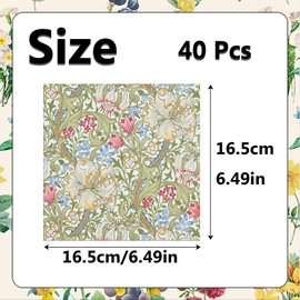 MORAINJAY 40 tovaglioli di carta vintage con fiori, tovaglioli floreali retrò per feste di compleanno, decorazioni per la tavola, forniture per celebrazioni