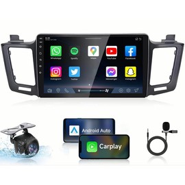 Android Radio for【Toyota RAV4 2013 2014 2015 2016 2017 2018 2019】(2GB/4GB+64GB) 10.1 Inch Touchscreen Head Unit with Wireless Carplay Android Auto - Color: 2+64Car radio+Microphone+HD Camera