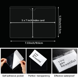 Chinco 30 Pcs Self Adhesive Pockets, Bin Labels for Storage Bins, Clear Pocket Label Sleeves, Plastic Index Card Holder with Top Open for Organizing Bins Box Drawer(5 x 7 Inch)