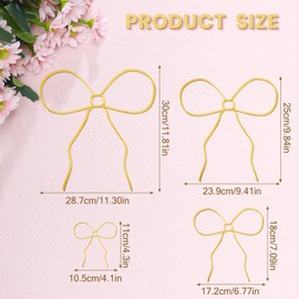 Wesiti 4pcs Gold Metal Bow Art Ornaments Bow Wall Sign Decor for Home Decor Metal Wall Art for Bedroom Living Room Kitchen Bathroom Decoration Outdoor Wedding Birthday Party