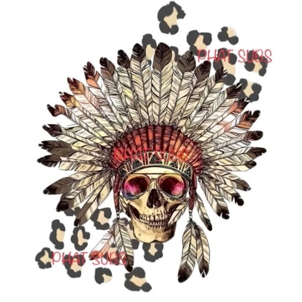 Unbranded Sublimation Print Native American Skull Ready To Press Heat