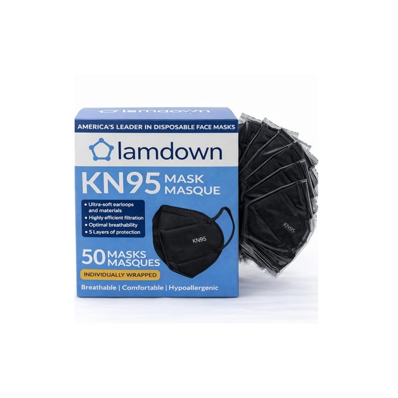 (50-Pack) KN95 Face Masks, Individually Wrapped, Premium Disposable Dust Mask,