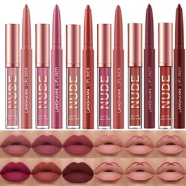 Matte Lipstick with 6 Lip Liners, Permanent Lip Gloss, Durable and Waterproof Non-Stick Cup, High Pigmented Velvet Lip Gloss Kit, Beauty Cosmetics Gift for Girls (12 Pieces)