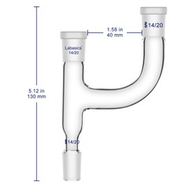 Labasics Borosilicate Glass Distillation Adapter, 3 Way Claisen Distilling Adapter with 14/20 Joints Chemistry Apparatus Lab Glassware