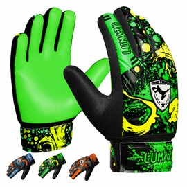 LUMAZU Youth Soccer Goalkeeper Gloves Kids Adult (Green, Size 5 suitable for 9 to 12 Years Old)